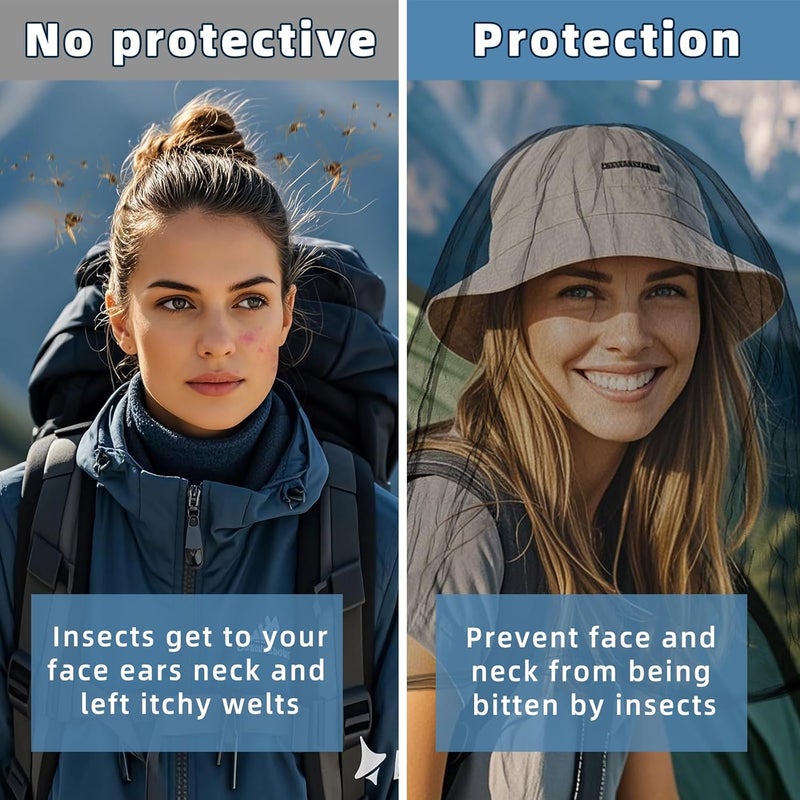JayruiMice Oversized Mosquito Net 42 x 25 Inches Ultra Large Mosquito Head Net Face Neck Fly Mesh Netting Fits All Hats for Outdoor Camping Hiking Fishing Gardening Safari(Black) - Image 5